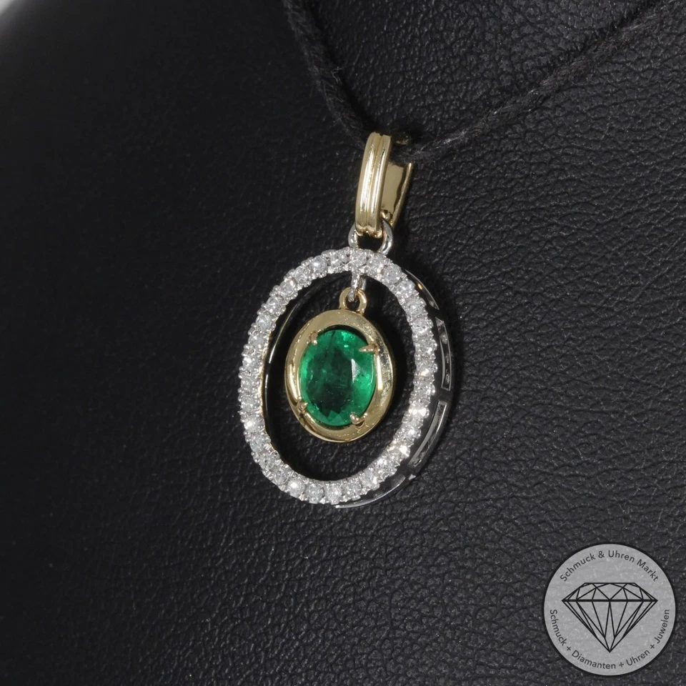 Wert 1750 € Diamant Smaragd Anhänger 585 14 Karat Gelb Gold & 950 Platin xxyy - Bild 3 von 4