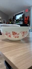 Pyrex Pink on White GOOSEBERRY MIXING BOWL  443 2.5 Qt Cinderella Read