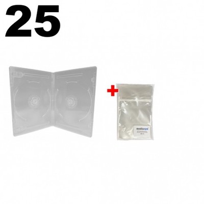 25 ULTRA PREMIUM STANDARD SUPER CLear Double DVD Cases 14MM 72g & 100 OPP Bags