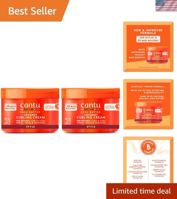 Coconut Curling Cream with Pure Shea Butter - 12 oz Pack of 2 for Natural Curls