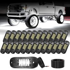 25 Pods 6500k White Rock Lights, IP68 Waterproof 36 LEDs SMD Chips Underglow ...