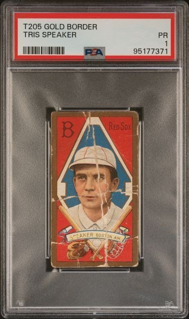 1911 PIEDMONT CIGARETTES T205 TRIS SPEAKER (GOLD BORDER) PSA 1