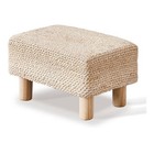 New- Natural Seagrass Footstool Ottoman Rectangular Footrest Pouf Natural White