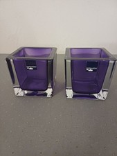 Leonardo Glaswürfel lila  2er Set –massive Deko Glasbehälter / Teelichthalter