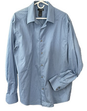 Claiborne Shirt Mens XL Blue Striped Long Sleeve Button Up Dress Classic Fit