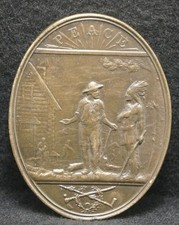 XB03118 VINTAGE 1970s PEACE NATIVE AMERICAN ARTWORK MENS BRASS BELT BUCKLE