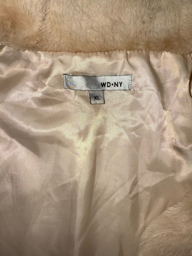 WD NY Women's Beige Faux Fur Coat Cropped Open Lined Jacket Size XL, EUC - Picture 6 of 10