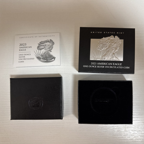 2023 W American Eagle One Ounce Silver Uncirc Coin Box, Sleeve, and COA. NO COIN
