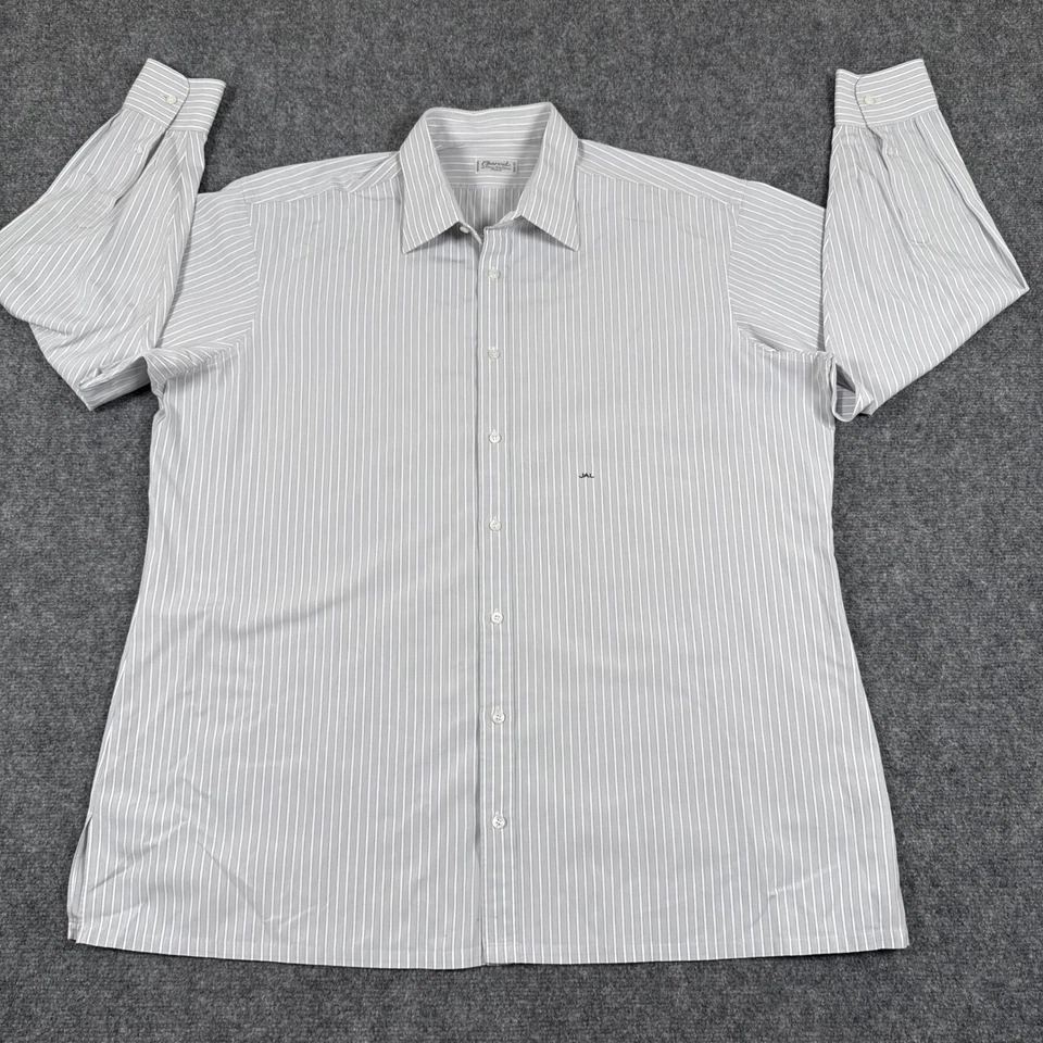 Camisa Charvet Paris Abotonada 100% Algodón Rayas Manga Larga Defecto Para Hombre Foto 2 de 4