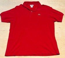 VINTAGE Lacoste Polo Shirt Mens Size 8 Red Chemise Pique Croc Logo Golf See Desc