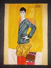 Egon Schiele (Handmade) Drawing on antique paper Signed and Sealed size 21x29.5