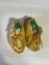 Vintage Native American Style Baby Moccasins Handmade Leather Soft Suede Shoes