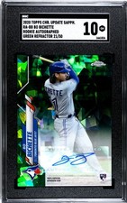 2020 Topps Chrome Update Sapphire Bo Bichette GREEN REFRACTOR /50 AUTO SGC 10 RC