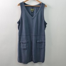 Eddie Bauer Dress Womens 2XL Tencel Blue Sleeveless Tank Knee Length Pockets