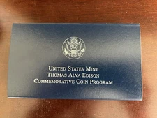 2004-P Thomas Alva Edison Proof 90% Silver Dollar US Mint $1 Coin w/Box COA OGP