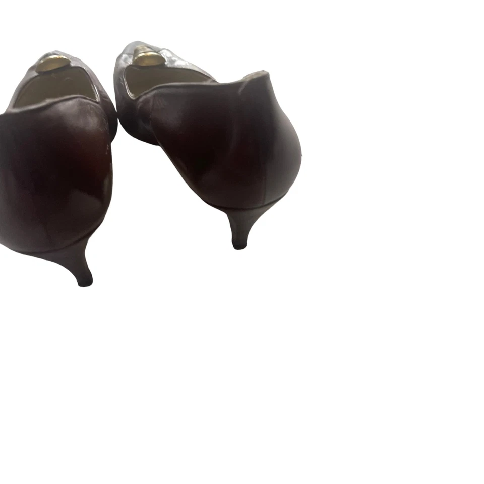 Caressa 复古女式 6 M 码西班牙制造棕色职业皮革高跟鞋 — 第 4/4 张图片