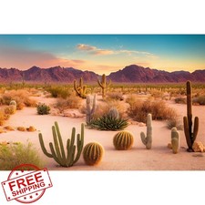 Desert Reptile Habitat Background Arid Landscape 30x12in Cacti Sand Dunes