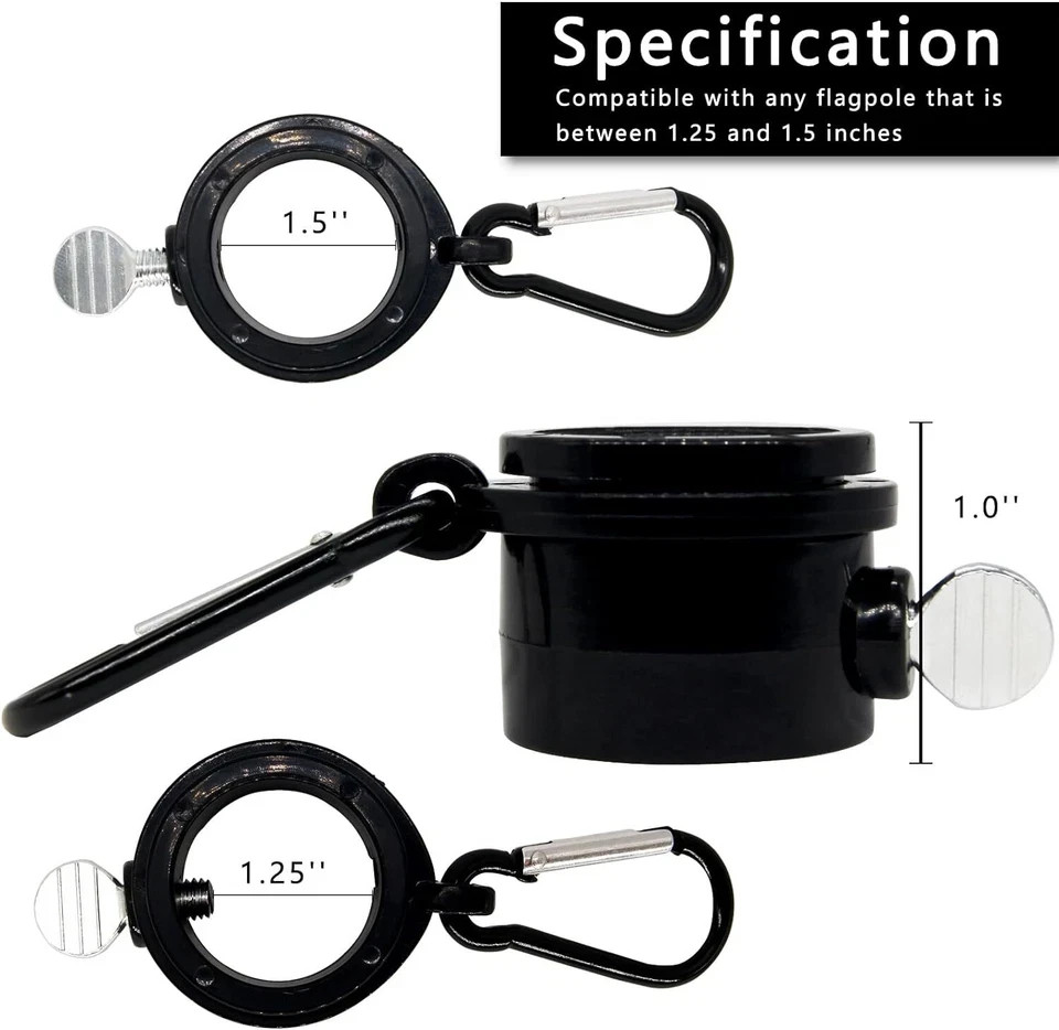 Flag Pole Mounting Ring Clip， 1.5-Inch Diameter Rotating Mounting Rings，Pack of 