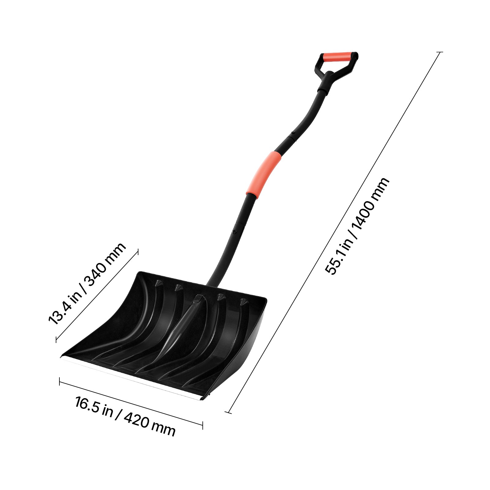 Uimoso 17" Snow Shovel Blade D-Grip Handle Ergonomic for Driveway Snow Removal