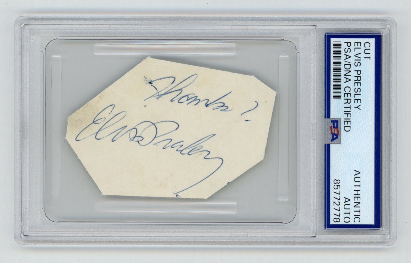 ELVIS PRESLEY HAND SIGNED CUT SIGNATURE AUTOGRAPH W/ INSCRIPTION PSA/DNA RARE