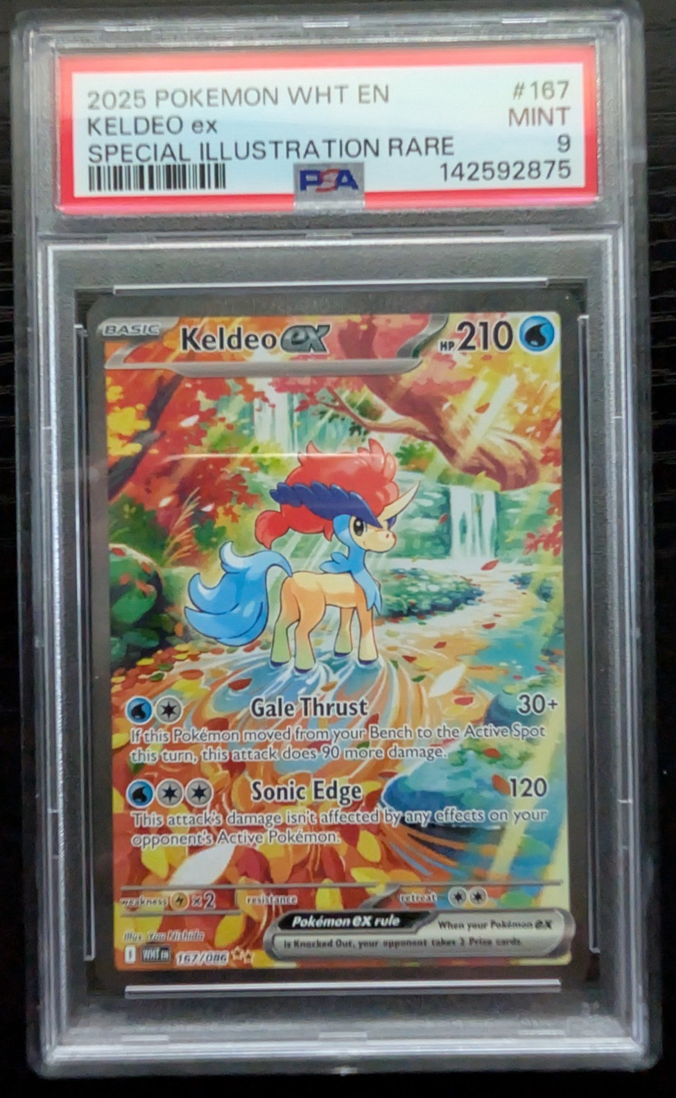 2025 Pokemon White Flare #167/086 Keldeo ex Special Illustration Rare PSA 9