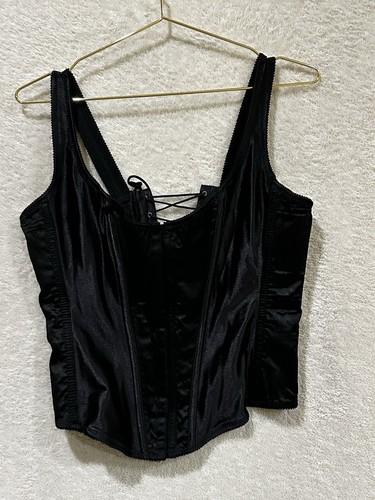 Victoria's Secret Black Lace Corset Bustier Top L/G Adjustable LaceUp Gothic - Picture 5 of 7