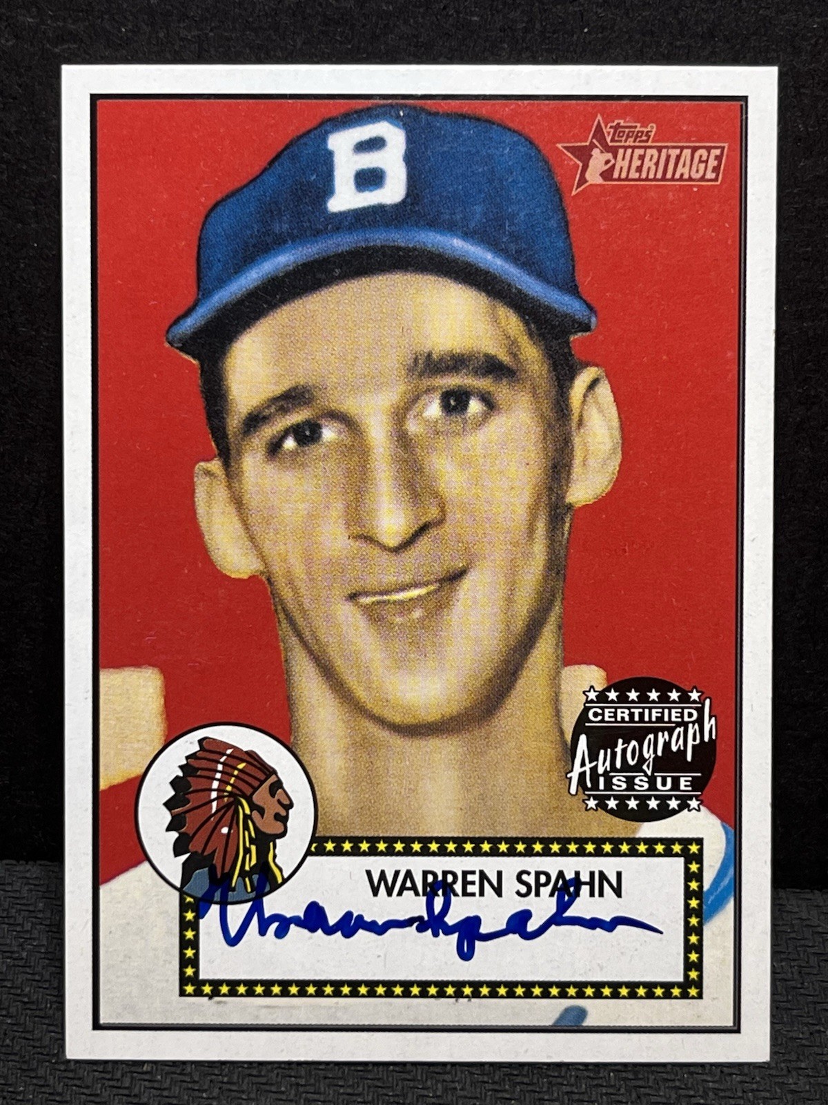 Warren Spahn Auto 2001 Topps Heritage Certified Issue Boston Braves HOF