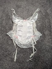 VTG 80s Juliara Cream Lace Corset Top size Large Fairy Whimsy Intimate Party