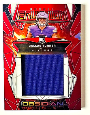 2024 Panini Obsidian Dallas Turner Jersey RC RED Flood Eruption SP #/75 Vikings!