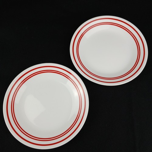 2X Corelle Classic Cafe Red Bread & Butter Plates 6.75" wide - Picture 2 of 6