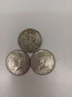 Lot of 3 Half Dollars-2: 1964 Kennedy's, 1: 1936 Walking Liberty