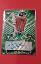2021 Leaf Metal Draft - 1990 Leaf Autographs Zac Veen #fs-ZV1 Green Wave /5 (AU,