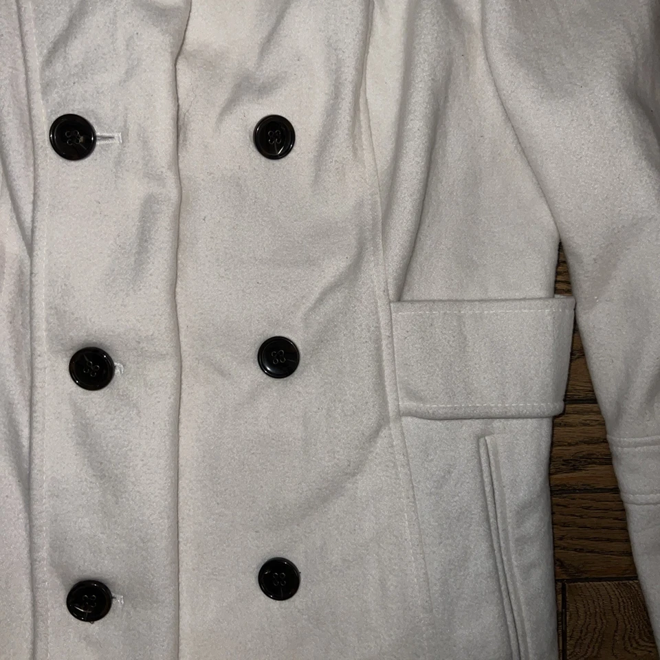 Victoria Secret.  Linda chaqueta abrigo mujer guisante talla mediana blanca lana abotonada Foto 4 de 4