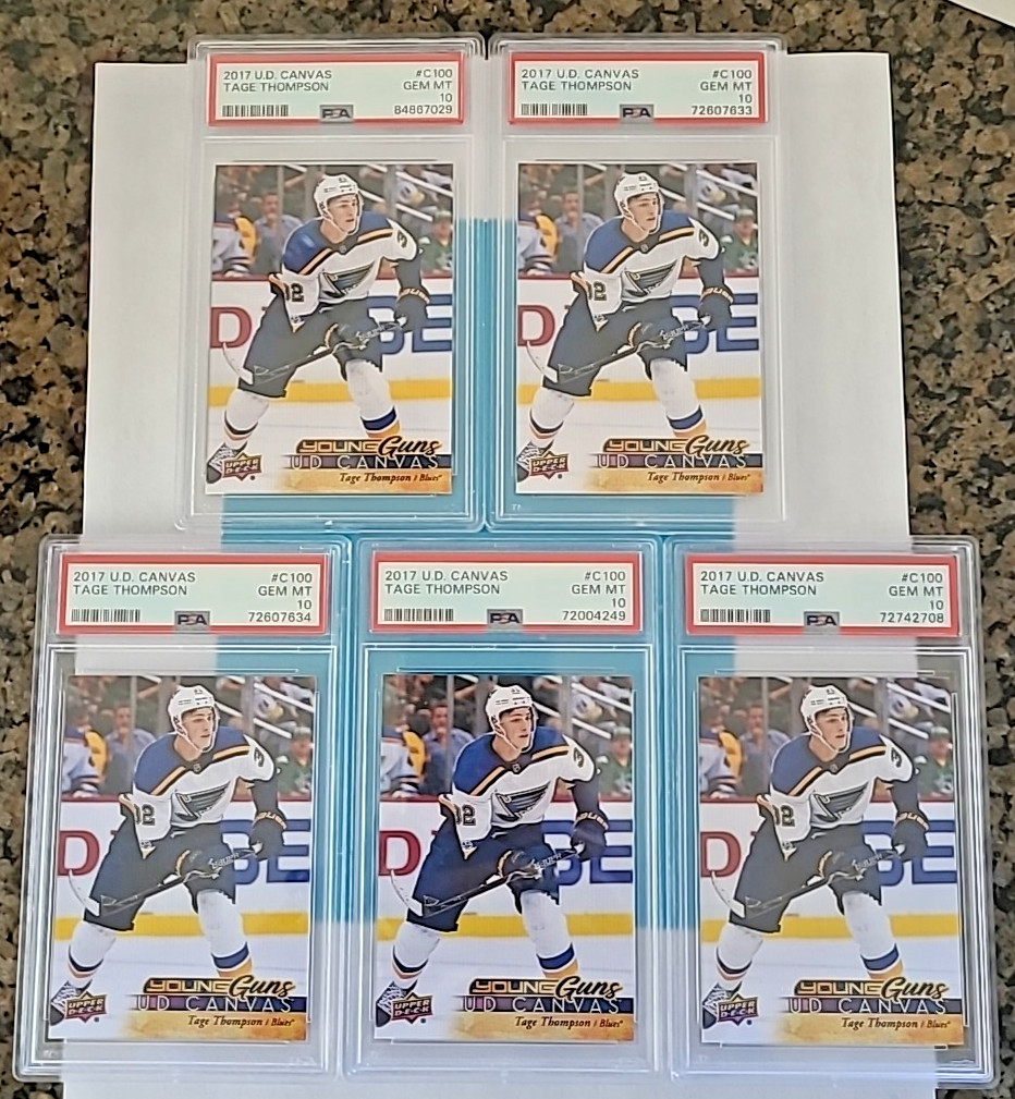 2017-18 Tage Thompson Upper Deck Young Guns #C100 CANVAS Rookie RC PSA 10