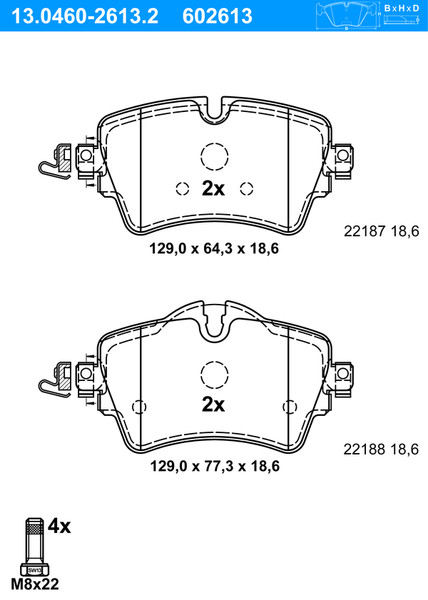 ATE BremsbeläGe Vorne (13.0460-2613.2) FüR BMW 2 Mini Clubman Countryman X2 |-image
