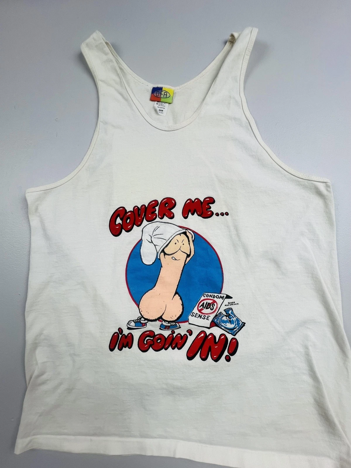 Vintage OFA Tank Shirt Mens Medium White Adult Safe Sex AIDS Graphic 1988 USA
Opens in a new window