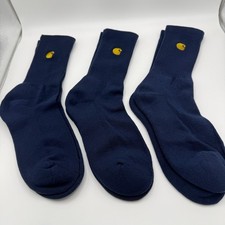 Carhartt WIP Chase Socks Navy Blue Gold Logo Crew Workwear Streetwear One Size