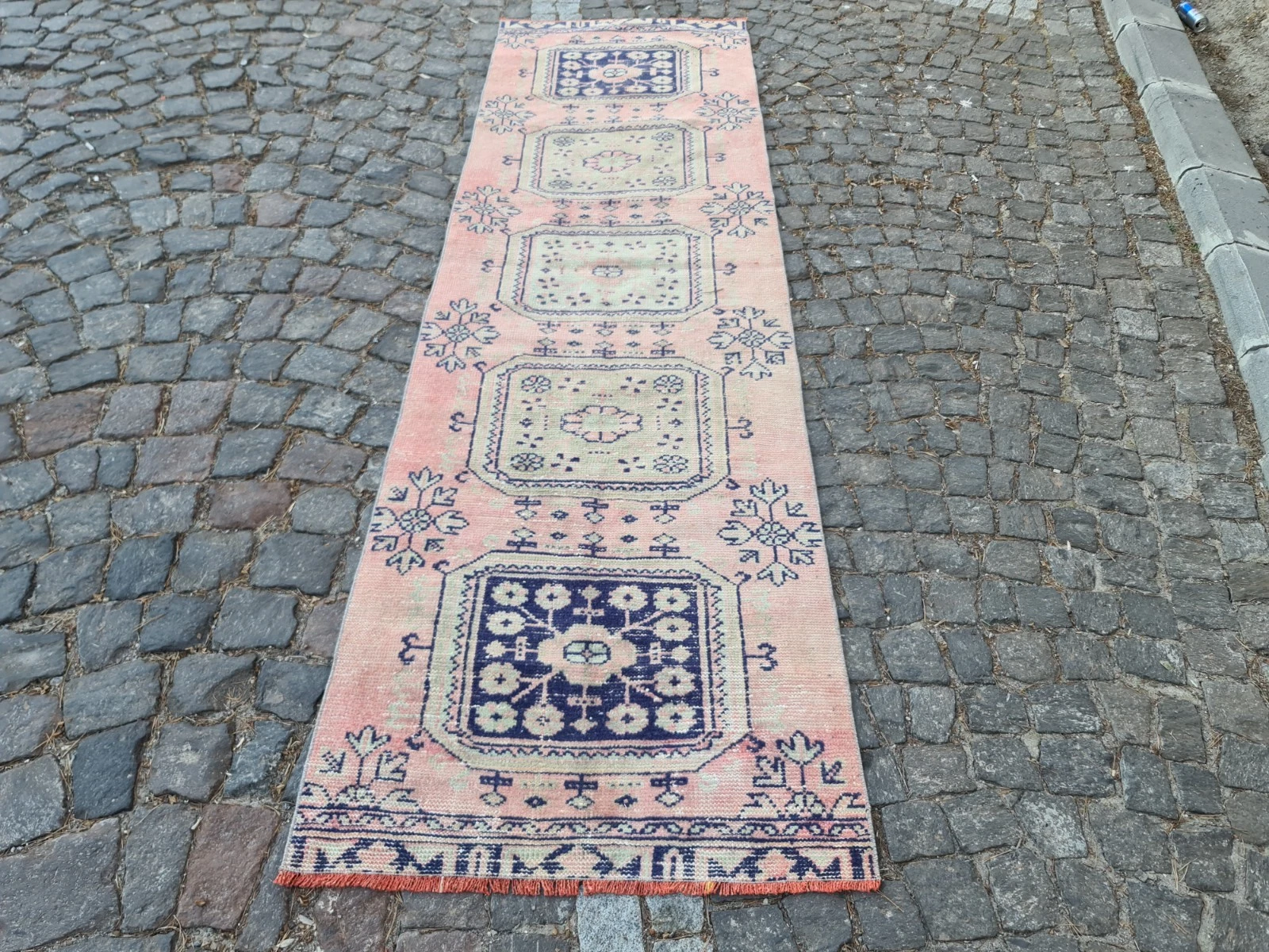 Vintage Turkish Runner Rug 2.73 x 9.68 ft | Handmade Bohemian Corridor Carpet |