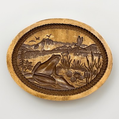 Summer Frog and Dragonfly Springerle Cookie Mold Oval Hand Made in Switzerland