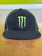 Monster Energy Fitted Baseball Cap 7 3/8 FittedBlack Green Logo Hat
