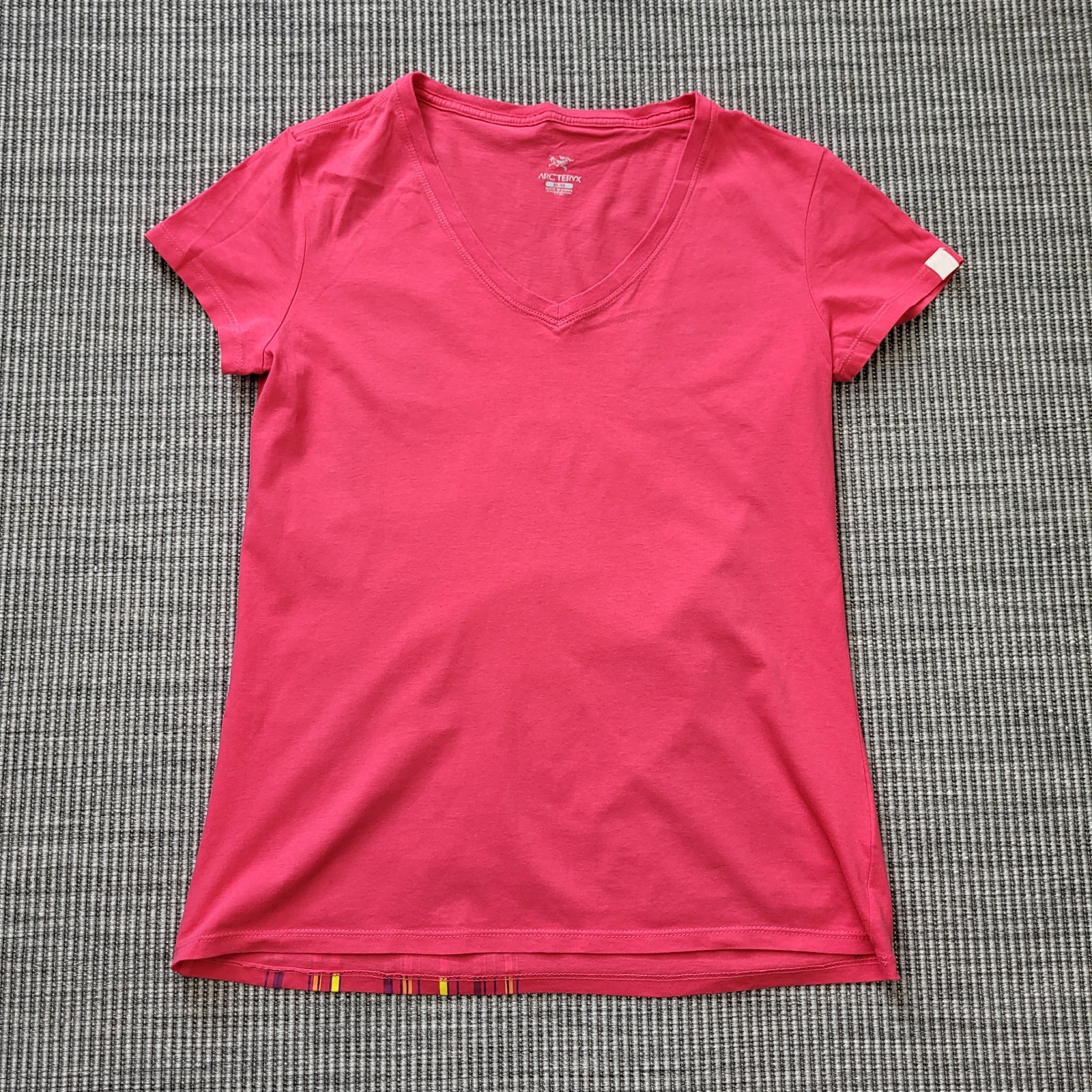 Arc'teryx T Shirt Donna Rosa Media Cotone Stampa Fiori Logo Fossile