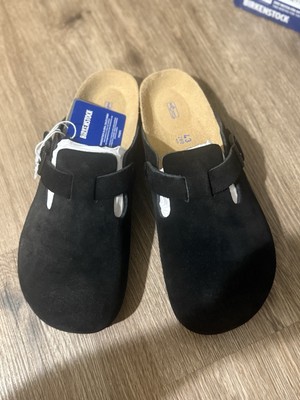 Birkenstock Boston BS Black Suede Clogs Buckle Men display picture 2