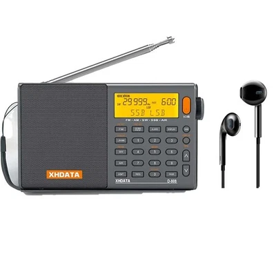 Portable XHDATA D-808 Digital Radio FM AM SW LW Wide FM Air Band w/ Earphone US