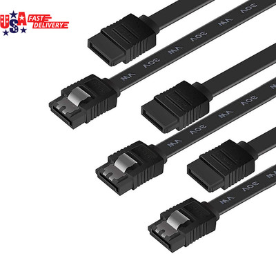 3 Pack SATA Cable III 6Gbps Straight HDD SDD Data Cable with Locking Latch 18 In