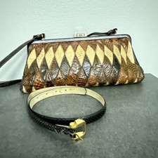 Vintage genuine Snakeskin Purse By Jane Shilton & Snakeskin Belt By Beacon Hill