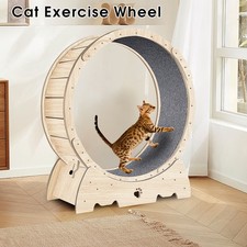 36.6" Large Cat Exercise Wheel Wooden Cat Treadmill Running Wheel Silent Cat Toy