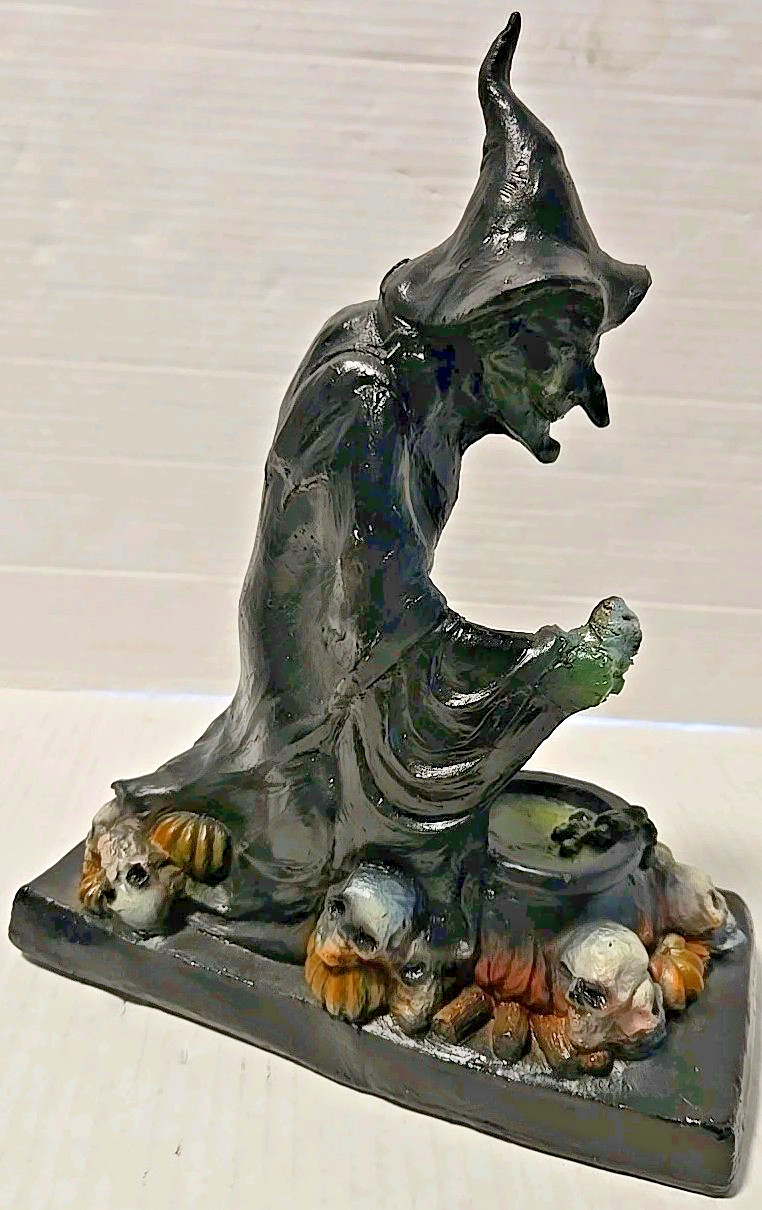 Vintage 1996 The Paper Magic Group Witch with Cauldron & Skulls Blowmold