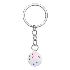Retro Lucky Dice Keychain Charm Keyrings with Pendant, White