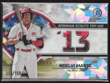 2023 Bowman Scouts Top 100 Atomic Refractors #/150 Noelvi Marte #BTP-13 Reds