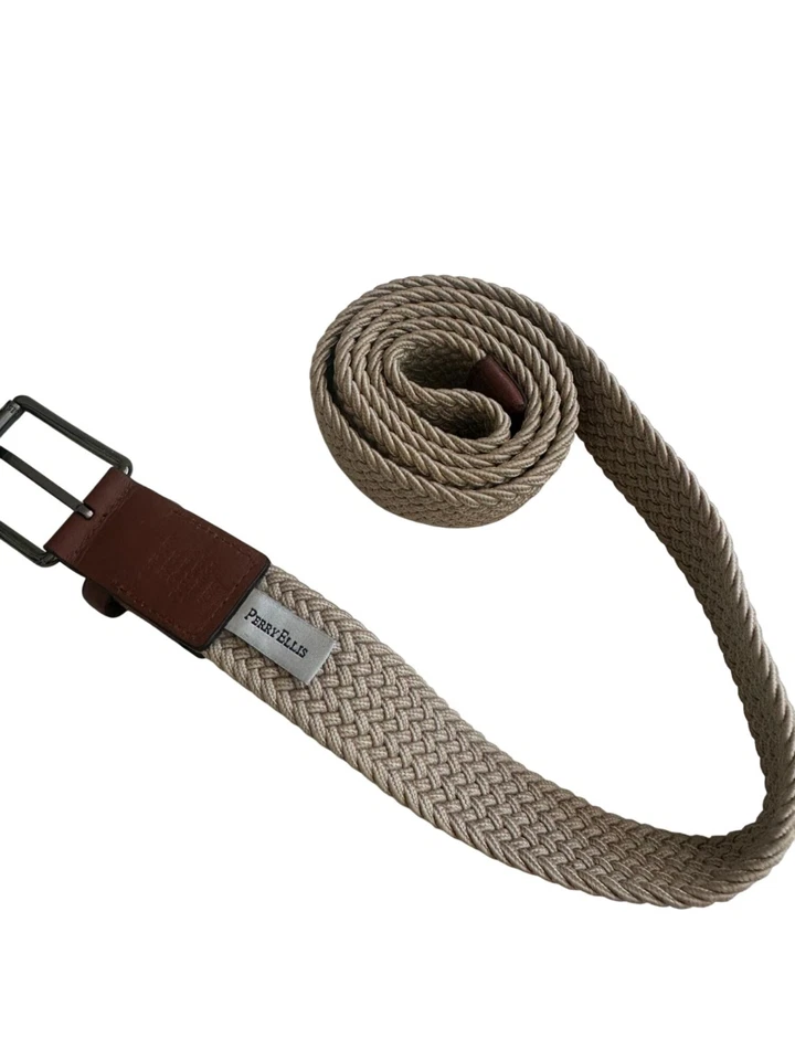 Cinturón tejido trenzado beige para hombre PERRY ELLIS talla 38 Foto 3 de 4